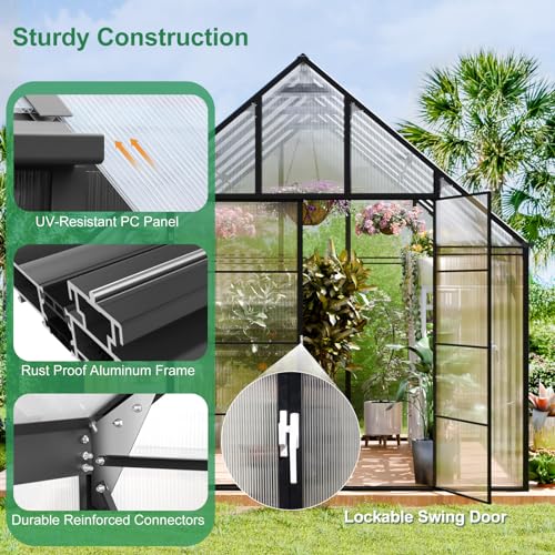 Wacasa YZNEW-Y8L025-GH 12.4X10.2 Ft Polycarbonate Greenhouse thumb #4