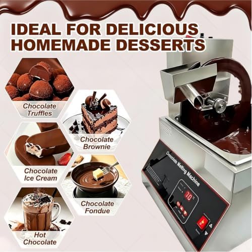 Chocolate Melting Pot with Mixing Wheel, 1000W Candy Melter Warmer Machine, Perfect for Dipping Treats Like Cake Pops and Strawberries, Ideal for Fondue - 1