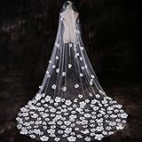 ❥Distribuido con flores blancas irregulares grandes / pequeñas de cinco pétalos, romántico y elegante, de color sólido.