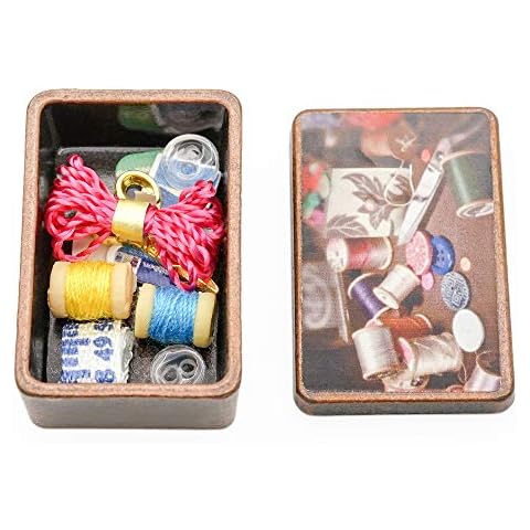 Odoria 1/12 Miniatur Nähkästchen Puppenhaus Nähzimmer Zubehör Cover