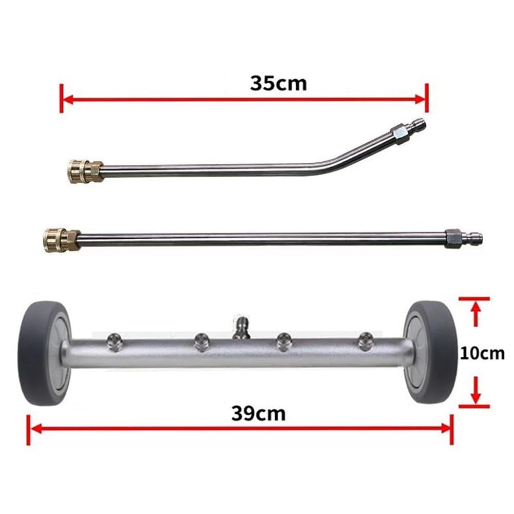 Varita de lavado a presión de 4000 PSI, limpiador de chasis de vehículo de acero inoxidable y aleación de aluminio con conexión rápida de 14 pulgadas, 4 boquillas y varillas de extensión para limpieza