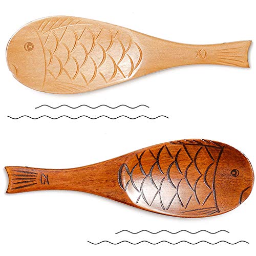 Zapoo 2 Pieces Premium Wood Rice Paddle Wood Spoons Rice Serving Spoon Kitchen Wooden Rice Spatula Wood Kitchen Utensils Set