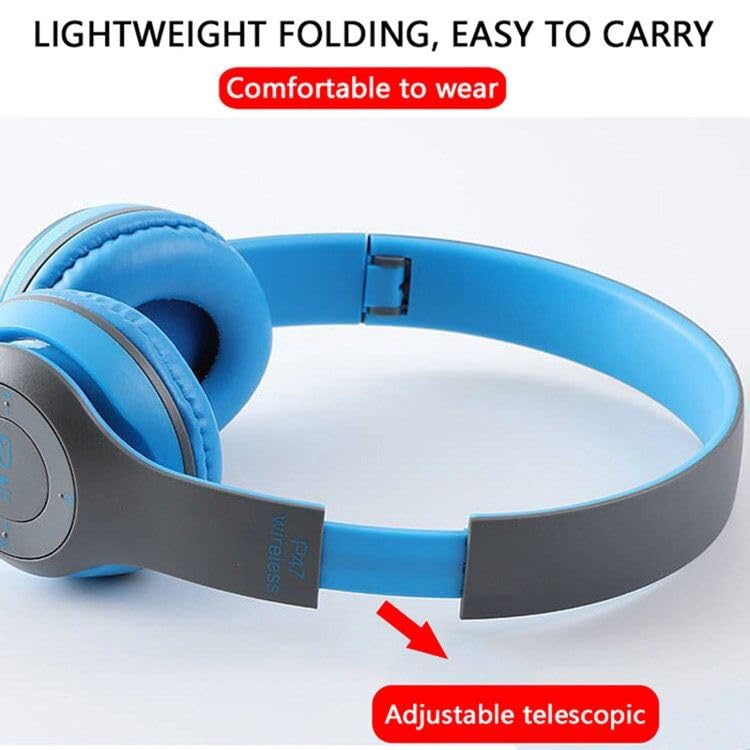 Image of P - Forty Seven Wireless Bluetooth Over-Ear Headphones with Mic, Foldable, Rechargeable Stereo Headset for All Smartphone, Laptop