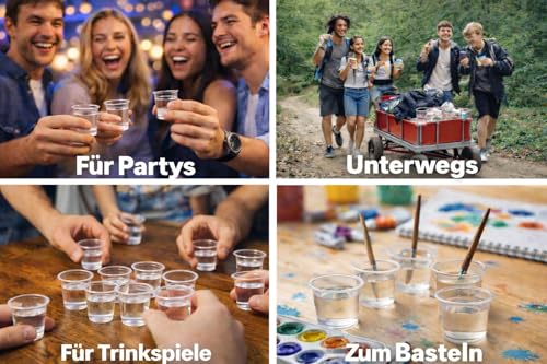 buxmed 80 Stück Shotbecher transparent 3 cl mit Skala – Schnapsgläser Plastik, Shotgläser, Pinnchen, Becher für Shots, BPA frei, stapelbar, Party Zubehör & Dosierbecher