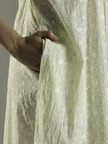 Image of 9shines Label Stylish Chikankari Cotton Nighty Maxi for Women | Full Length Nightgown | Nightdress with Pocket | Embroidery Nighty | Soft Comfortable Cotton Nightwear (1545)