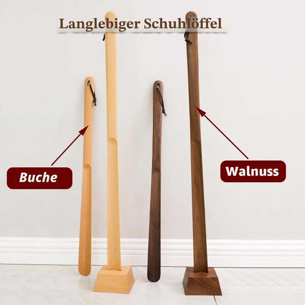 Schuhlöffel Schuhlöffel Lang Holz Schuhanzieher Aus Buchenholz Im Japanischen Stil, Langlebiger Schuhlöffel Aus Schwarzem Walnussholz, Schuhhelfer Mit Stabilem Standfuß, Verschiedene Größen