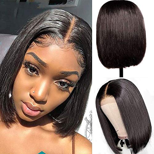 FLYBAO Short Bob Wigs Lace Front Wigs Human Hair Brazilian Virgin Human Hair Wigs For Black Women 4x4 Lace Frontal Bob Wigs Natural Hairline