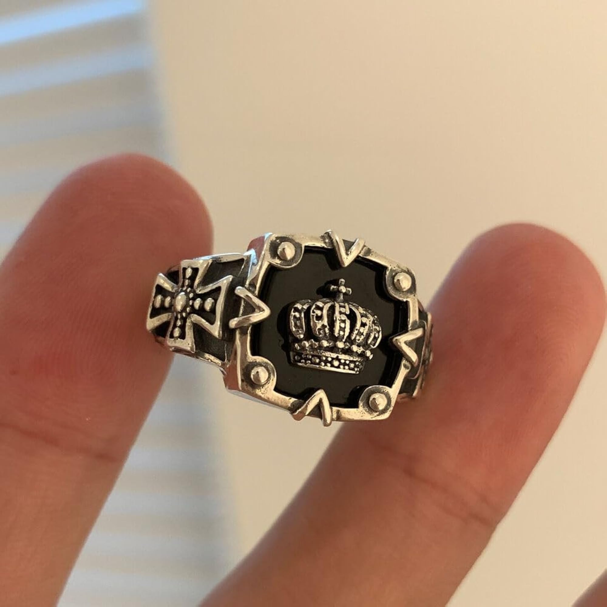 Funky King Crown Stainless Steel Adjustable Ring for Men