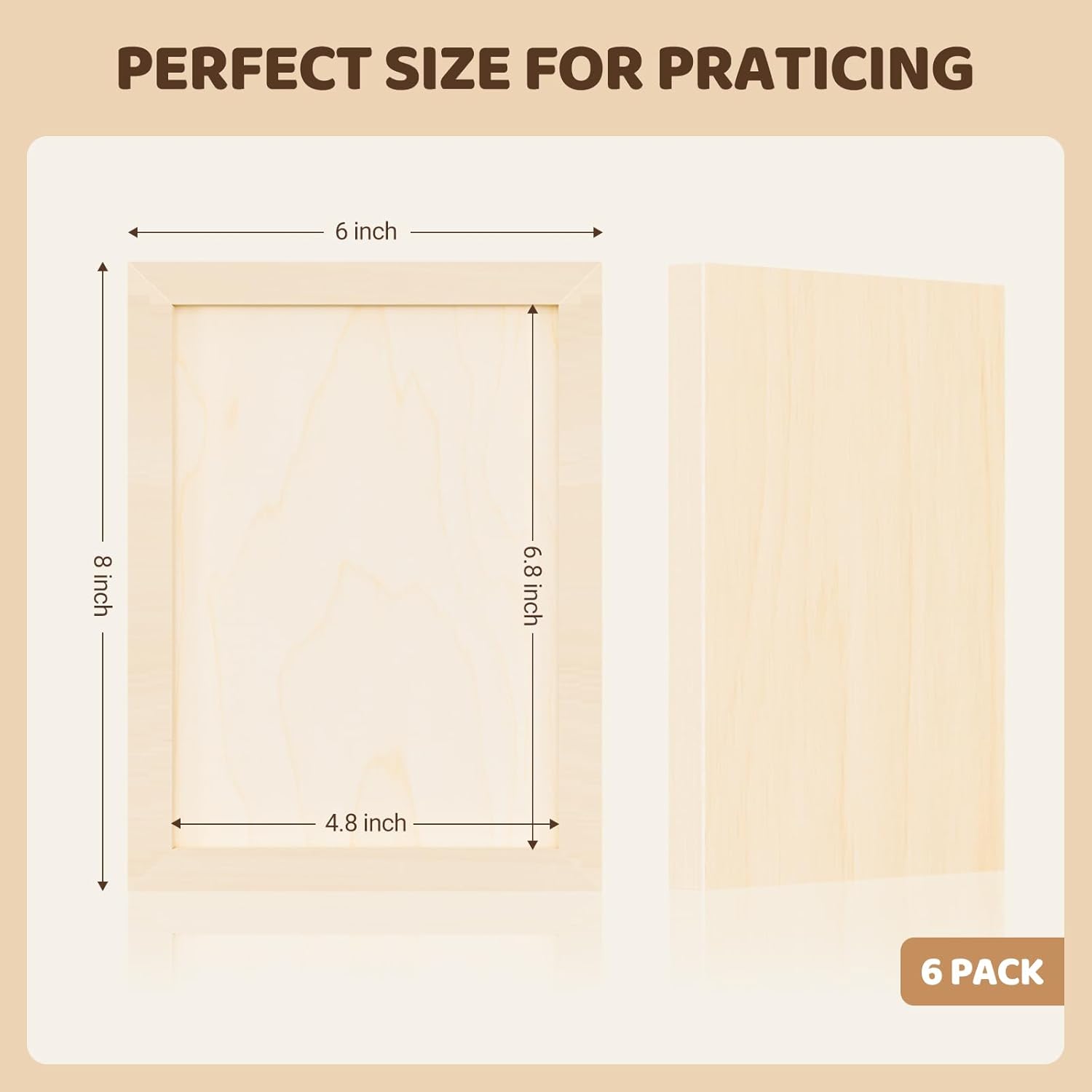 HANSILK Wood Canvas Panels 6x8 Inch 6 Pack, Unfinished Wood Painting Boards for Acrylic Pouring, Oil & Acrylic Paint, Blank Wooden Art Boards for DIY Crafts, Artists & Beginners