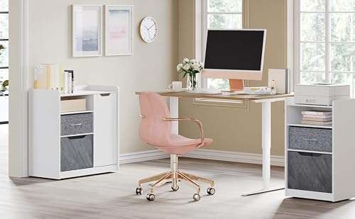 Homooi Lateral Wooden File Cabinet With 2 Drawers, Home Office Mobile Filing Cabinet On Wheels, With Door, Open Storage Shelf, Fits For A4/Letter/Legal Size Hanging File Folders, White #TOP7