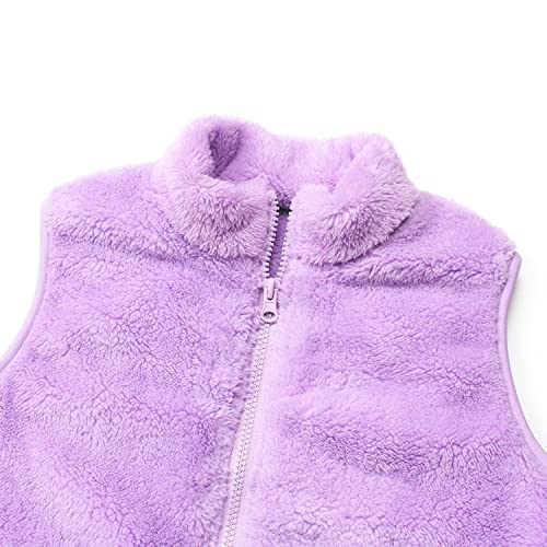 Image of JESKIDS Girls' Boys Sherpa Fleece Vest Outwear Lightweight Solid Color Cute Jacket with Pockets 2-11 Years