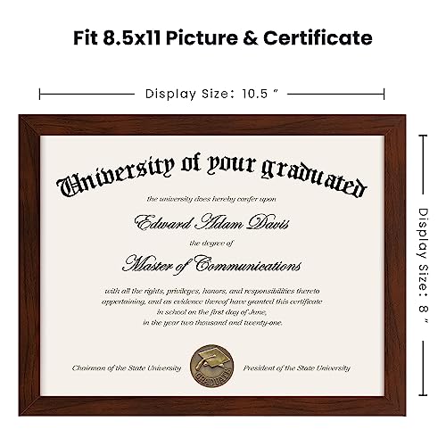 Image of upsimples Certificate Frame, 8.5 by 11 Glass Diploma Frames, 5 Pcs Mahogany (Pack of 2)