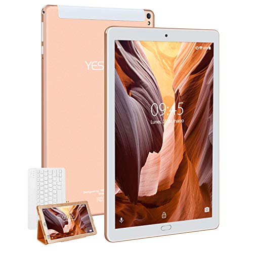 Tablet 10.1 Pulgadas YESTEL Android 8.1 Tablets con 3GB RAM & 32GB ROM y 4G LTE Dual SIM Call, 5.0 MP + 8.0 MP HD la Cámara y 8000mAH-Dorado