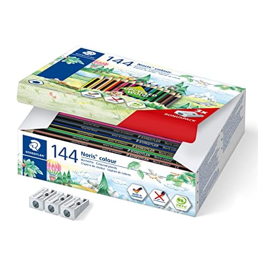 STAEDTLER Noris 185 C144. Lápices de colores ecológicos. Caja con 144 unidades