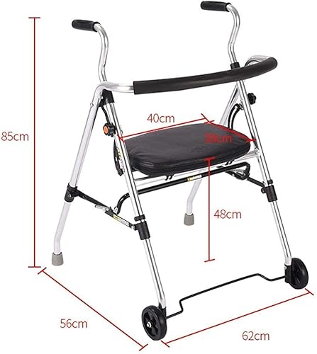 Miniatura 2 de Marco para caminar silla de transporte con asiento acolchado caminador plegable con 2 ruedas - Marco ajustable para caminar en altura ayuda a la
