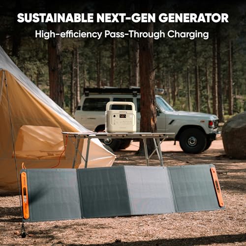 Image of Jackery Solar Generator 1000 v2 with 200W Solar Panel, 1070Wh Portable Power Station, LiFePO4 Battery, 1500W AC Output, 1 Hr Fast Charge, for Camping, Emergency, RV, Off-Grid (Dune White)