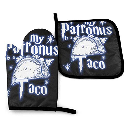 JS-TP Red White and Blue Striped Lobster Oven Mitts and Pot Holders Sets Kitchen Counter Heat Resistant Oven Mittens Non-Slip Textured Grip Potholders