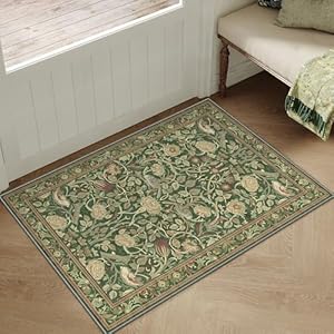 PureCozy 2x3 Entryway Floral Rug Black Washable Small Area Rug Non-Slip Stain Resistant Door Mat Low Pile Boho Accent Indoor Throw Carpet for Entrance Kitchen Bedroom Laundry 2' x 3' (Rectan