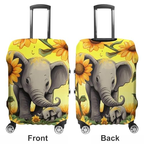 Carry on Luggage Cover Elephant Sunflowers Suitcase Covers for Luggages Tsa Approved Travel Luggage Sleeve Protector Elastic Suitcase Protector Anti-Scratch Washable Fits 19-30 Inch Case -L3