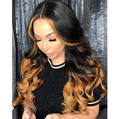 YMS T Part Lace Front Wigs Human Hair 150% Density Loose Wave Human Hair Wigs 1b/4/30 Ombre Human Hair Lace Front Wigs for Black Women Unprocessed Virgin Human Hair Wigs(22 Inch,Ombre Brown)