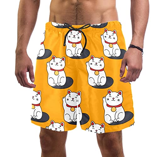 Maillots de bain pour hommes JDEZ à motif de chats mignons et short de plage