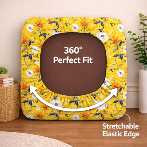 Image of STITCHNEST 'Contour Fit Series' Stretchable Printed Wooden Sofa Cover (Pack of 2) - Elastic Wooden Chair Cover | Wooden Sofa Seat Cover | Size - 20-21 x 20-21 x 3-5 in