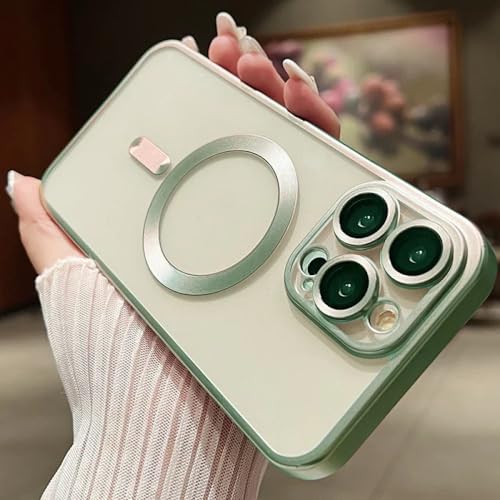 Coque magnétique iPhone 12 Pro Max givré mat vert housse antichoc