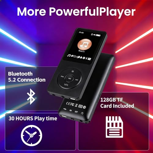 image for Hunmkno 128GB MP3 Player with Bluetooth - Portable Music Player for Ki