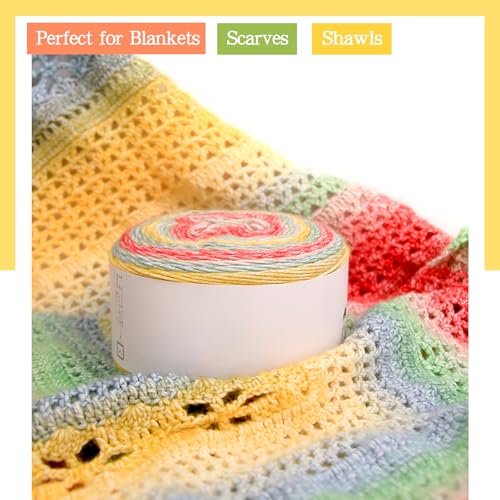 Image of Katech Ombre Yarn for Crocheting Knitting-Gradient Cake Variegated Soft Yarn with Vibrant Colors, Multicolor-Perfect for Blankets, Scarves, Shawls and Garments (Color B)
