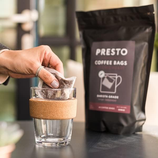 Presto Coffee Bags | Intense Espresso Blend | 25 Bags | Dark Roast | Roast Level 6/6 | 100% Robusta | Ground Filter Coffee in a Bag | Fully Recyclable Packaging