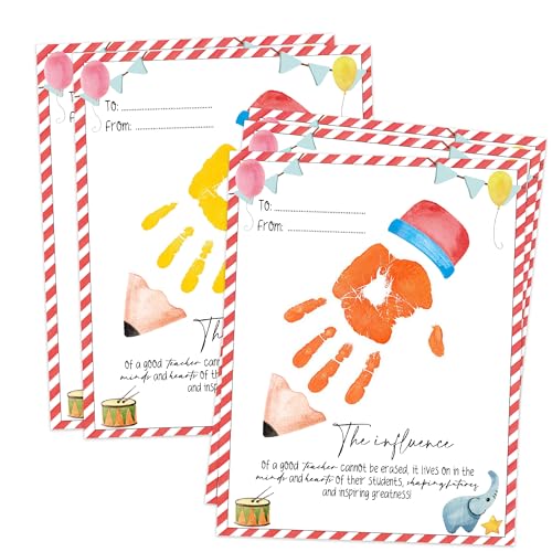 NZSXU Handprint Kit for Teacher Appreciation Gifts, 10 Bulk Personalized Teacher Appreciation Cards, 8.5x11 Inch DIY Art Handprint Keepsake end of Year Gifts for Day Care Graduation or Back to School