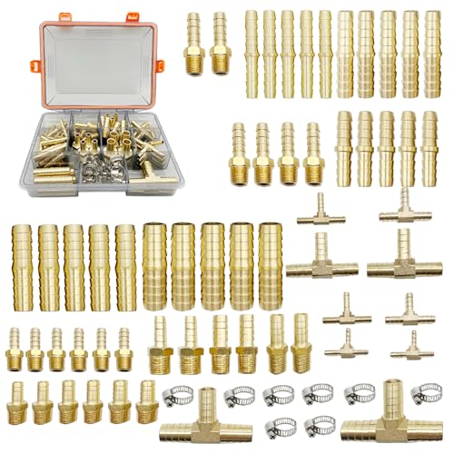 69 pcs Brass Hose Barb Fittings Assortment Kits 1/8