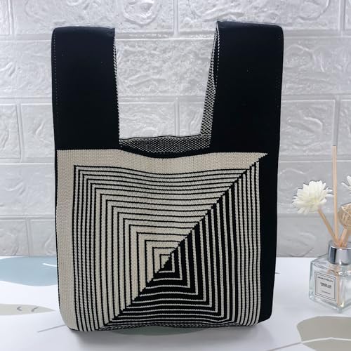 Women's Knit Wrist Bag, Fashionable and Minimalist Small Handbag, Portable Canvas Bag, Suitable for Shopping, Work2