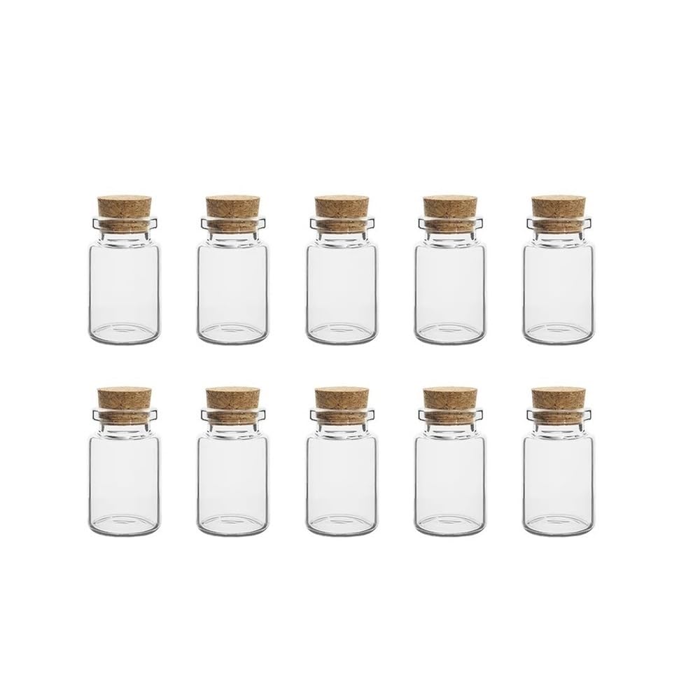 Loacea Glass Vial Small Glass Bottles DIY Craft Jars 5-20ml, Cork Stoppers Drifting Flawless Touch for Party 10pcs(7ml)