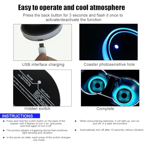 Luces LED para portavasos de auto Mandark 2PCS USB miniatura 4