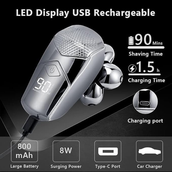 Rasoi elettrici per uomini calvi, 6in1 Rasoio elettrico Rasoio elettrico USB Ricaricabile Macchina da barba per gli uomini Rasoio da barba Wet Dry Doppio uso Impermeabile Ricarica rapida