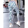 Women's Athletic Pants Ultra Soft High Waist Squat Proof Printed Capri Legging with Pockets(M, Blue Print)