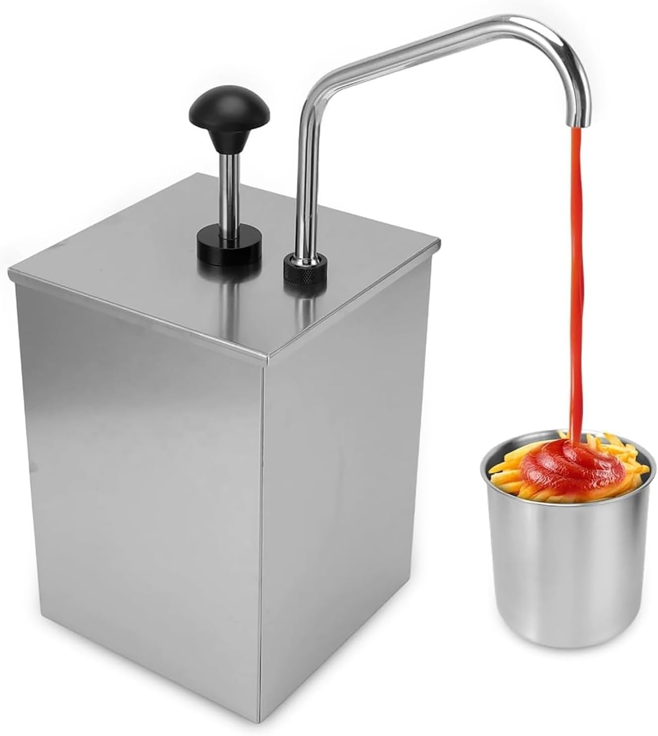 Pompa dozująca sos 3,6 l, pompa dozująca wyciskane przyprawy | Pompy do sosów ze stali nierdzewnej, z wyjmowanymi zbiornikami na sałatkę, dżem i sos przyprawowy