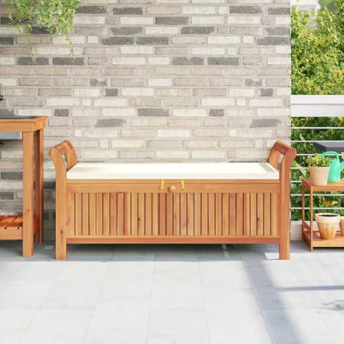 Banco de jardín en madera maciza de acacia de 126 cm con acabados elegantes 4