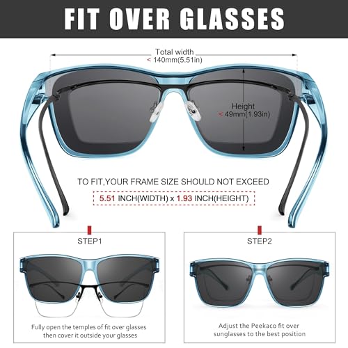 Image of Polarized Sunglasses Fit Over Glasses for Women Men, Oversized Square Sun Glasses UV400 Protection