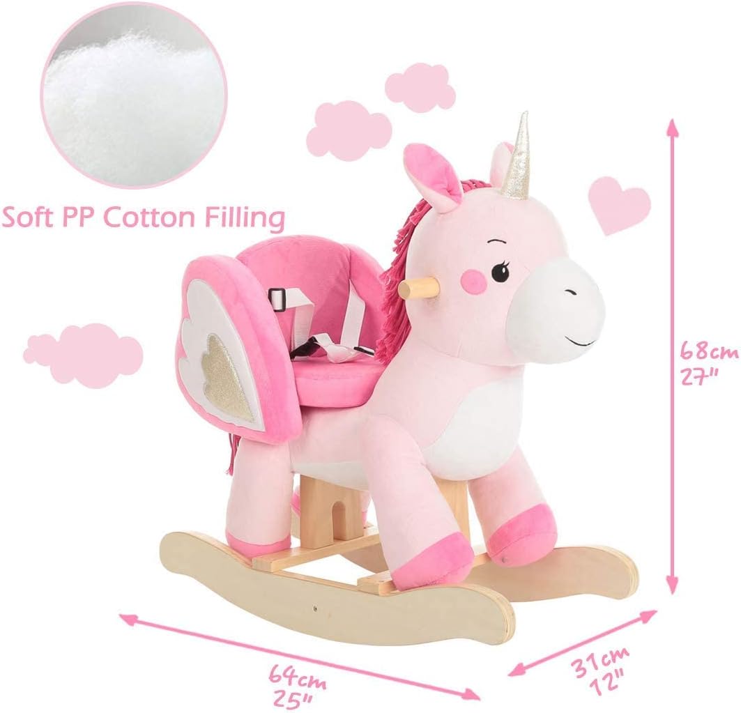 Flash Deals - 80% OFF labebe - Baby Rocking Horse, Ride Unicorn, Kid Ride On Toy for 6 Month-3 Year Old, Infant (Boy Girl) Plush Animal Rocker, Toddler/Child Stuffed Ride Toy (Pink)
