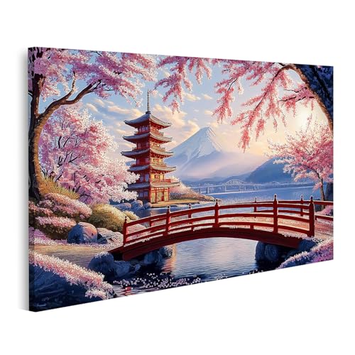 Islandburner Image sur toile Paysage japonais en fleurs de cerisier avec le mont Fuji pour les amateurs d'art Images murales Poster pour salon