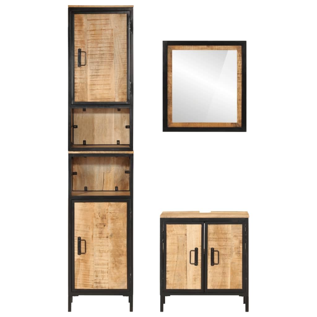 Juego de muebles de baño de hierro y madera maciza de mango (3