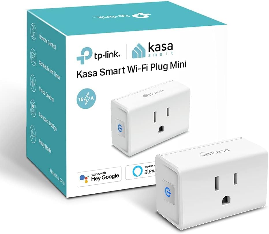 Compact White Polycarbonate Smart Plug with Voice Control