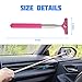 8sanlione Car Rearview Mirror Wiper, American Flag Telescopic Auto Mirror Squeegee Cleaner, Glass Mist Cleaning Tool with Retractable 98cm Handle, Portable Car Windows Water Removal (Pink/Red Flag)