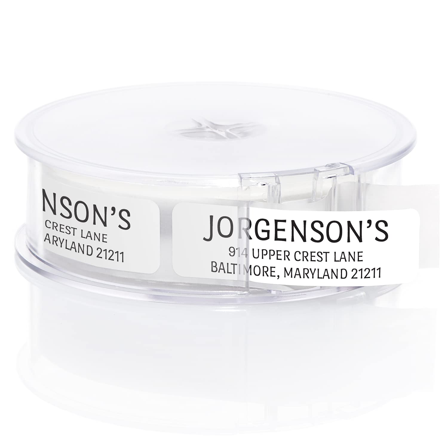 White with Black Print Modern Rolled Address Label/Roll of 500 Personalized Address Labels/Designer Return Address Stickers in Elegant Plastic