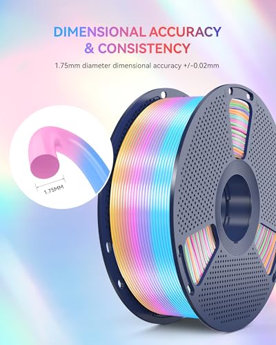 Image of SUNLU Silk Rainbow PLA Filament 1.75mm, Multicolor Gradient 3D Filament, Neatly Wound Shiny Silk 3D Printer Filament, Dimensional Accuracy + /-0.02mm, 1KG Spool(2.2 lbs), Rainbow Silk 03
