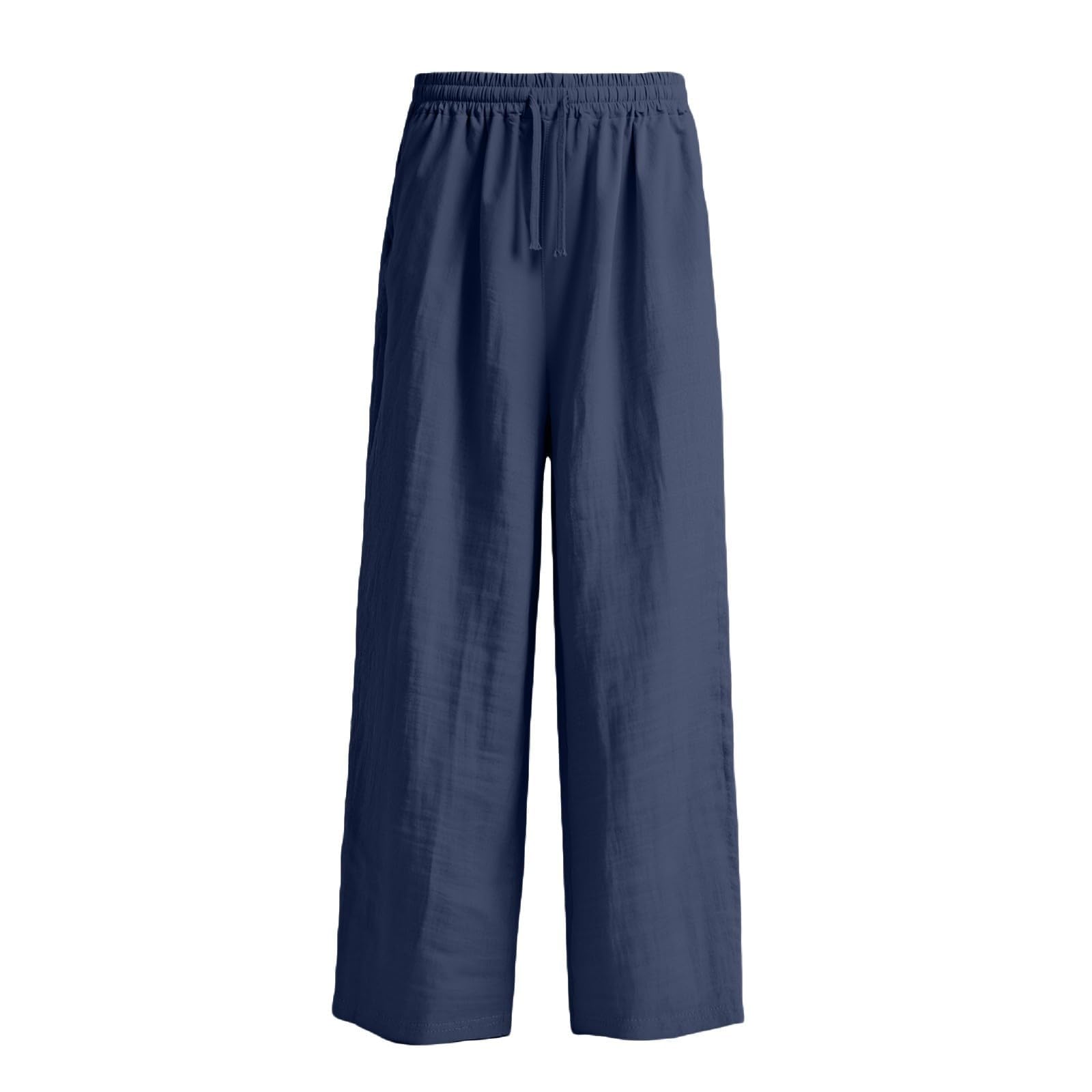 Pantaloni Lino Ragazze Lunghi Larghi Pantaloni Sportivi per Ragazzi Lino Cotone Leggero Pantalone con Fiocco Vita Alta Gamba Dritta Eleganti Pantalone Bambini Ragazzo Y2K Streetwear per Spiaggia