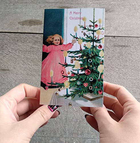 Image of PIXILUV CHRISTMAS CHILDREN (Pack of 12) Notecards Small Greeting Cards # Cute Christmas Children and Sweet Wishes ~ Vintage Christmas Postcards Reprint