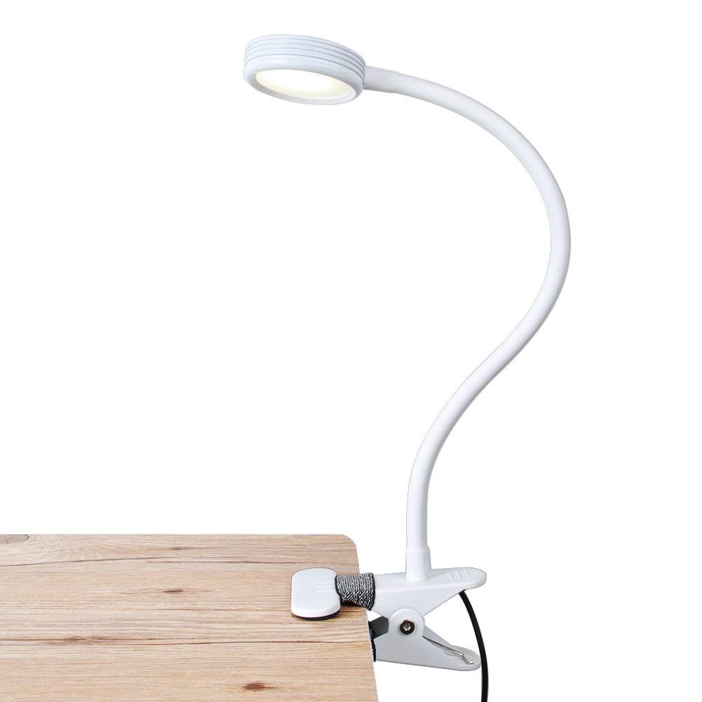 ZHANGBDReading Lamp,Tattoo Lamp Bendable Desk Lamp Clamp USB Table Lamp Eye Protection Clip Light for Nail Art Working Studying Office,Home,Reading,Study, Work